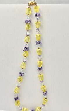 Vintage Vendome Aurora Borealis Crystal Spring Purple Flowers Statement Necklace